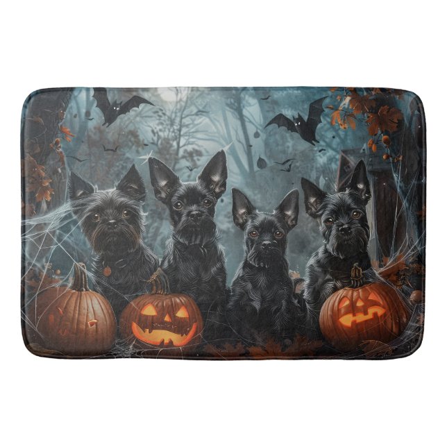 Alfombrilla De Baño Affenpinscher Halloween Noche Doggy Delight (Anverso)