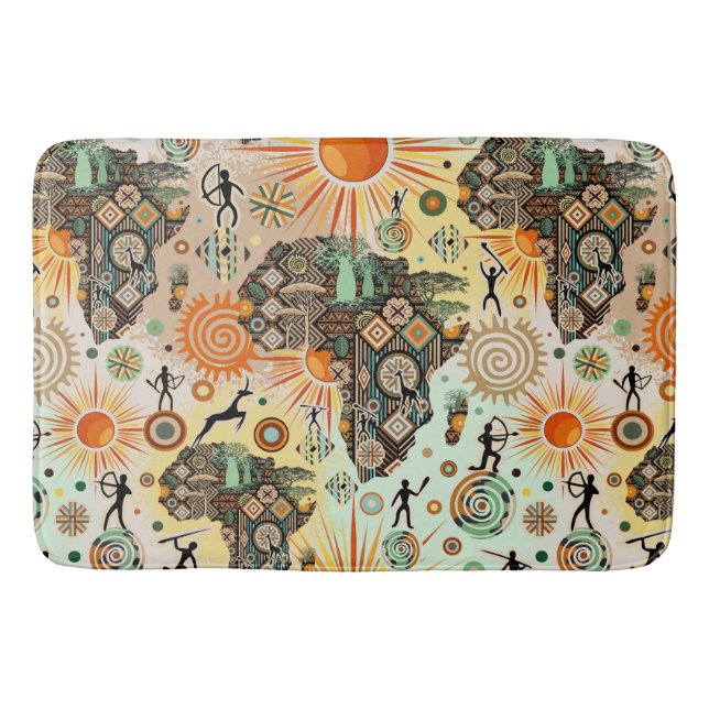 Alfombrilla De Baño Africa Map Decorative Tribal Elements Pattern (Anverso)