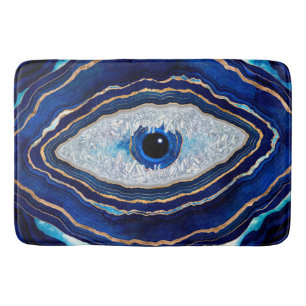 Alfombrilla De Baño Agante azul ocular malvado geode arte digital