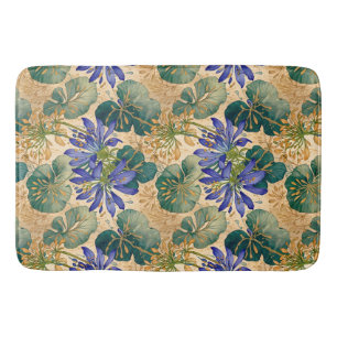 Alfombrilla De Baño Agapanthus azul en una tina de baño floral de Tan
