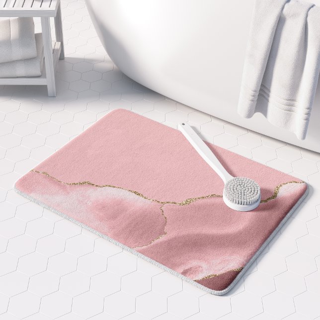 Alfombrilla De Baño Ágata Rosa Clara con Brillo de Oro (Subido por el creador)