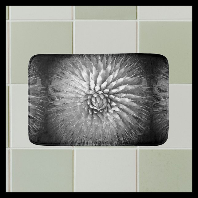 Alfombrilla De Baño Agave Abstract Mat de baño blanco y negro (Subido por el creador)
