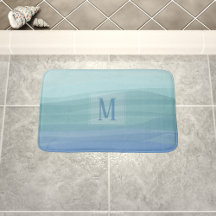 Agua azul Aqua Waves Monograma Mat Bath