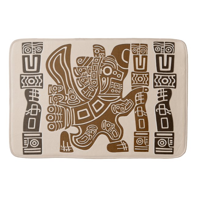 Alfombrilla De Baño Águila azteca guerrera arte tribal antiguo (Anverso)