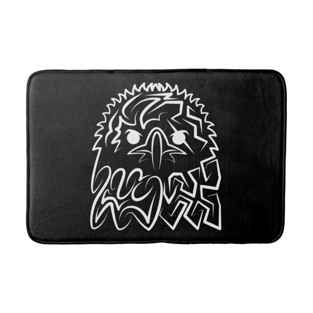 Alfombrilla De Baño Águila Tribal Negra y Blanca (Anverso)