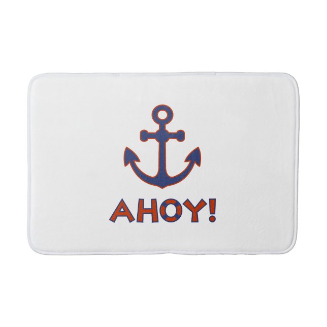 Alfombrilla De Baño ¡AHOY! Buoy + Anchor Diseño Rojo+Azul (Anverso)