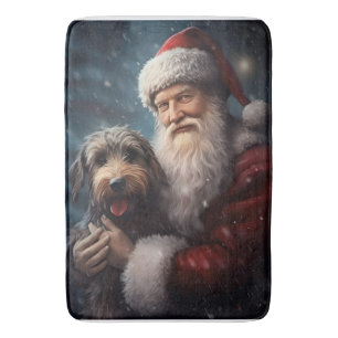 Alfombrilla De Baño Airedale con Santa Claus Navideño Festivo