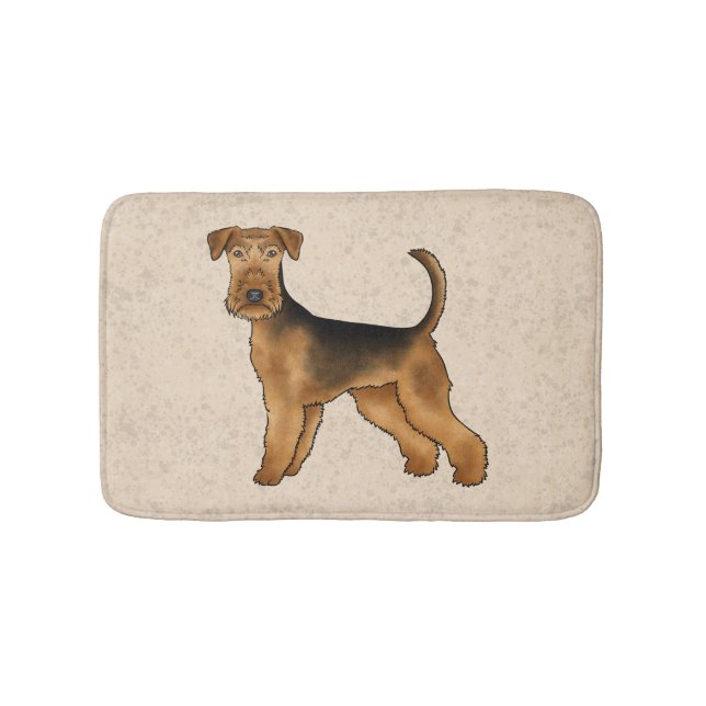 Alfombrilla De Baño Airedale Terrier Cute Cartog Perro En Beige (Anverso)