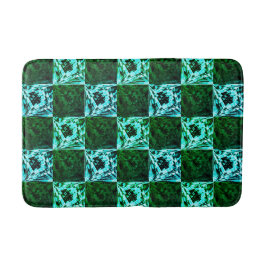 Alfombrilla De Baño Ajedrez azul verde y cielo o cian, con rectángulo