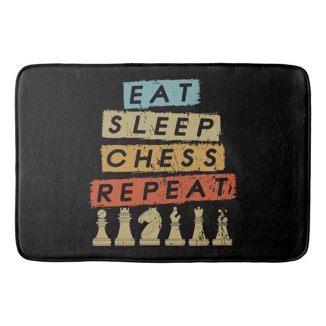 Alfombrilla De Baño Ajedrez - Comer Sleep Chess Repetir (Anverso)