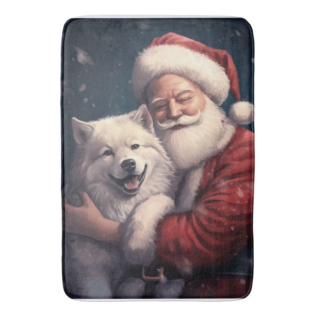 Alfombrilla De Baño Akita con Navidades festivos de Santa Claus (Frente vertical)
