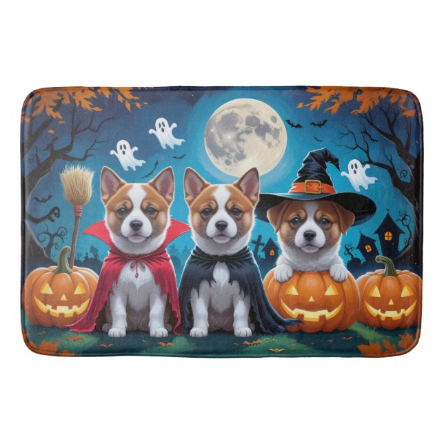Alfombrilla De Baño Akita Dogs Pumpkin Halloween Funny (Anverso)
