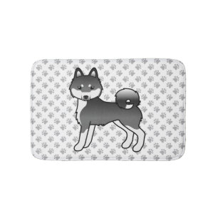 Alfombrilla De Baño Alaskan Klee Kai blanco y negro perro de dibujos a