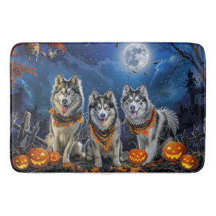Alfombrilla De Baño Alaskan Malamute Halloween Spooky