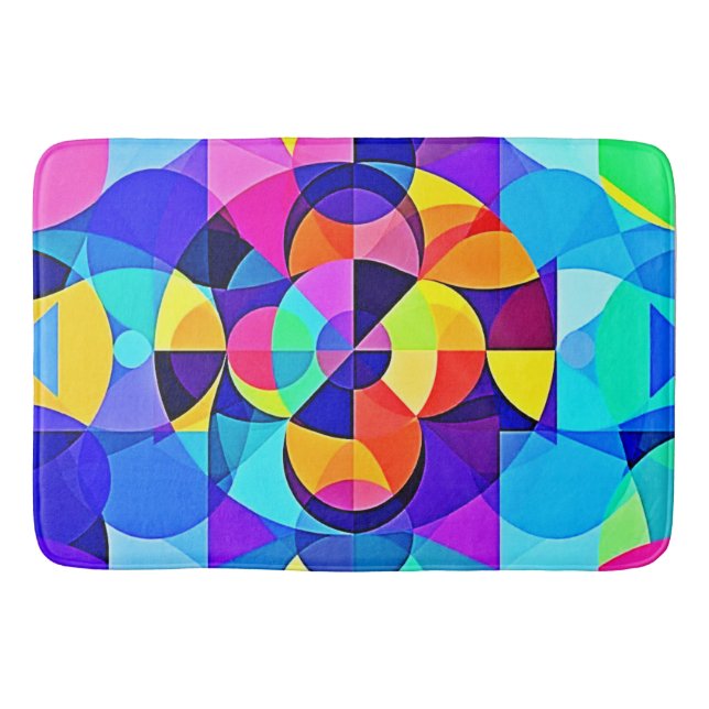 Alfombrilla De Baño Alegría geométrica vibrante (Anverso)