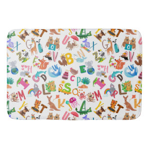 Alfombrilla De Baño Alfabeto animal acuarela niños adorables