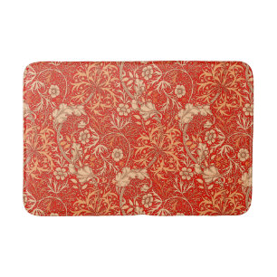 Alfombrilla De Baño Alga marina floral, naranja coralino profundo de
