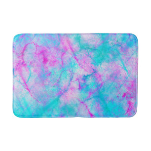Alfombrilla De Baño Algodón de azúcar rosa y azul lavado de acuarela