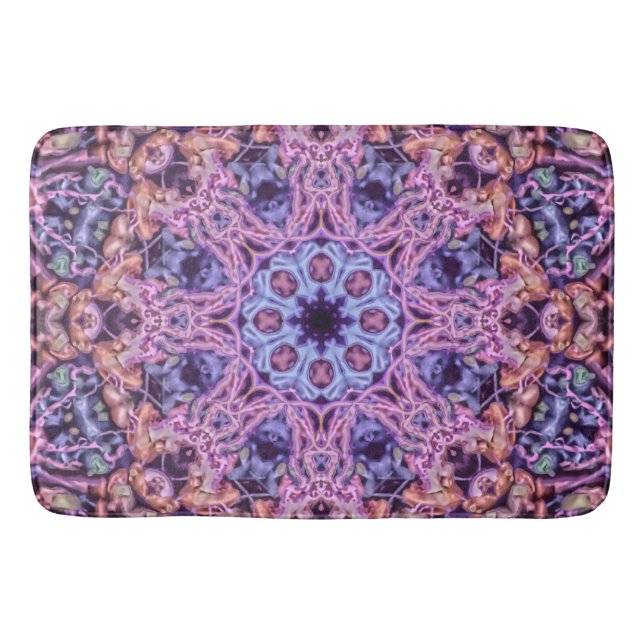 Alfombrilla De Baño Alien Kaleidoscopic Mandala morado intrincado (Anverso)