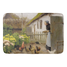 Alfombrilla De Baño Alimentación de las gallinas (por H.A. Brendekilde