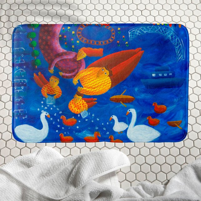 Alfombrilla De Baño Alimentar El Arte De Pintura Acrílica De Los Patos (Subido por el creador)