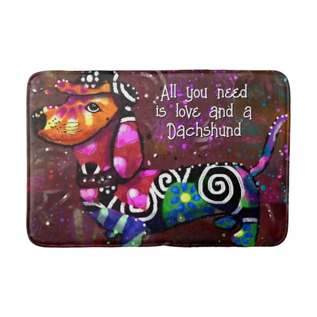 Alfombrilla De Baño All You Need Is Love and a Dachshund Dog Whimsical (Anverso)