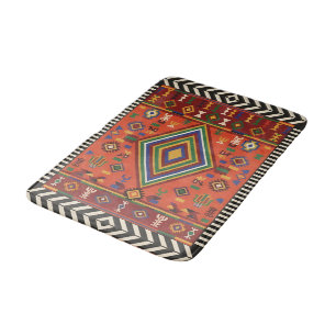 Alfombrilla De Baño Alma nómada de neón - Tapiz geométrico tribal vibr