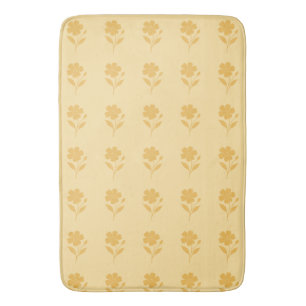 Alfombrilla De Baño Almohada de Terciopelo Amarillo Mantequilla con Fl