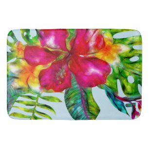Alfombrilla De Baño Aloha Bright Electric Pop Tropical Floral