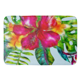 Alfombrilla De Baño Aloha Brillante Eléctrico Pop Tropical Floral