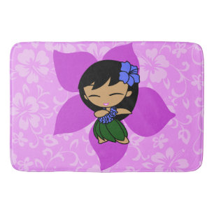 Alfombrilla De Baño Aloha Honeys Hawaiian Hibiscus Vintage Hula Chica