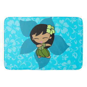 Alfombrilla De Baño Aloha Honeys Hawaiian Hibiscus Vintage Hula Chica