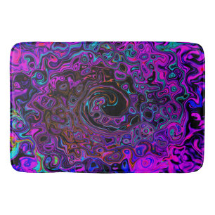 Alfombrilla De Baño Alucinante Remolino Líquido Retro Negro y Magenta