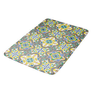 Alfombrilla De Baño 💛 💙 Alucinantes Azulejos azules y amarillos