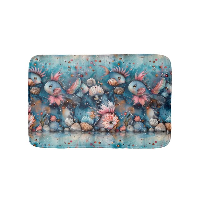 Alfombrilla De Baño Alumnos de peces divertidos del mar (Anverso)