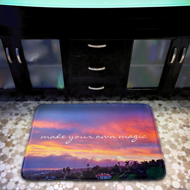 Alfombrilla De Baño Amanecer amarillo rosa azul crea tu propio guión m (Subido por el creador)