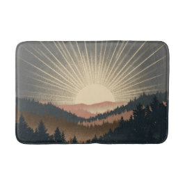 Alfombrilla De Baño Amanecer sobre montañas forestales