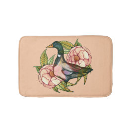 Alfombrilla De Baño Amantes de la naturaleza de Mallard Duck Peony