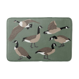 Alfombrilla De Baño Amantes de las aves Canadá Ilustracion Geese Sage
