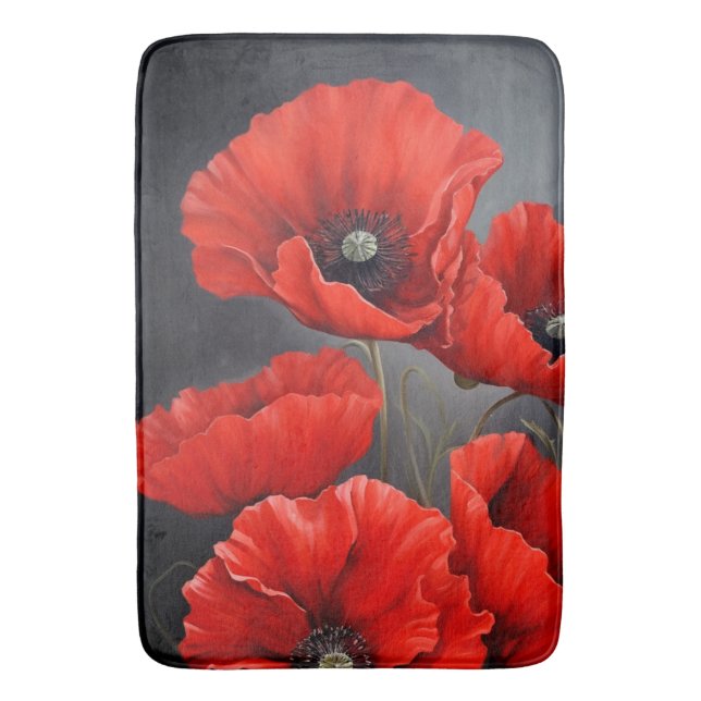 Alfombrilla De Baño Amapolas rojas (Frente vertical)