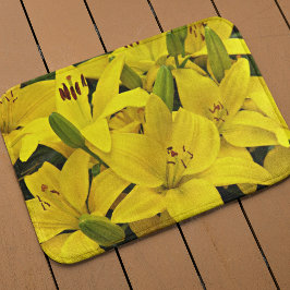 Alfombrilla De Baño Amarillo Asiático Lilies Floral
