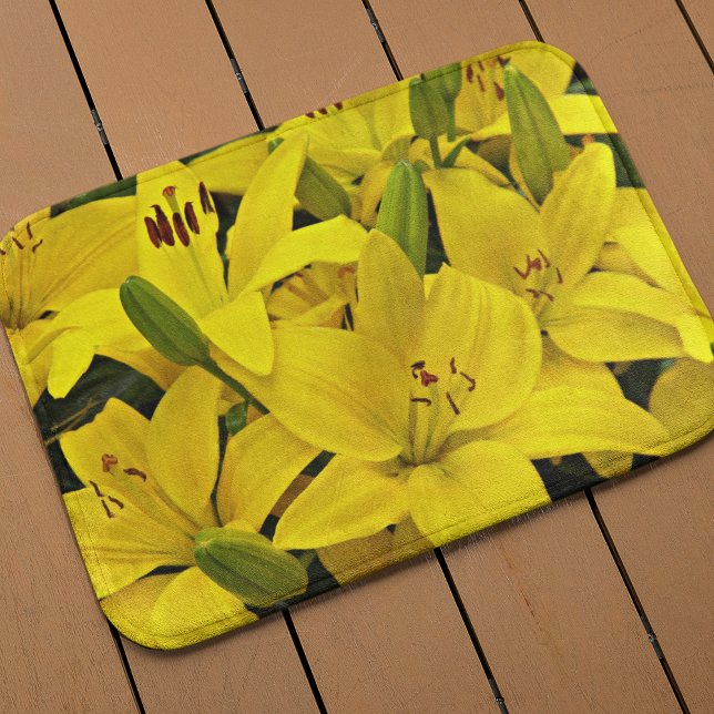 Alfombrilla De Baño Amarillo Asiático Lilies Floral (In Situ)