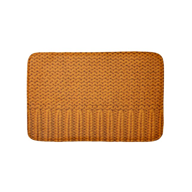 Alfombrilla De Baño Amarillo brillante: textura de punto hecha a mano. (Anverso)