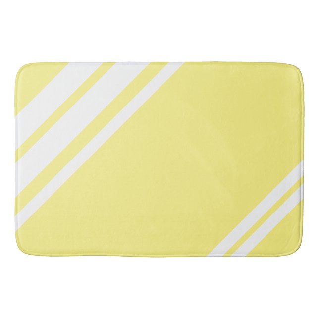 Alfombrilla De Baño Amarillo claro : Líneas modernas en blanco (Anverso)