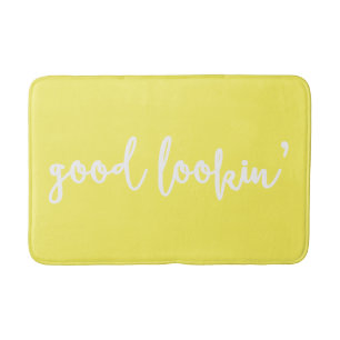 Alfombrilla De Baño Amarillo del buen buscador caligrafía guión Mat