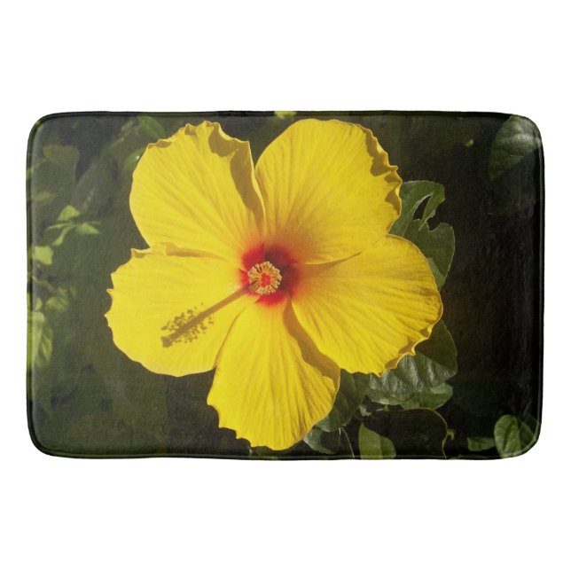 Alfombrilla De Baño Amarillo Hibiscus Flower Mat Bath Mat (Anverso)