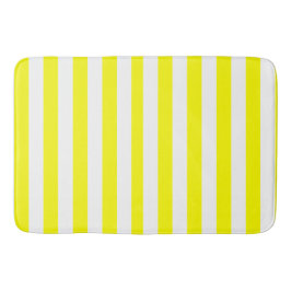 Alfombrilla De Baño Amarillo Soleado y Estampado de Rayas Blancas