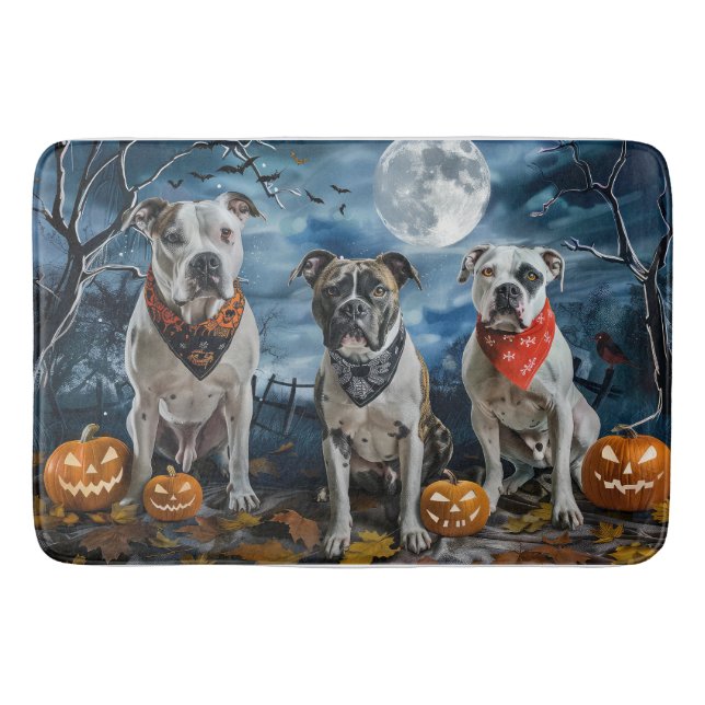 Alfombrilla De Baño American Staffordshire Halloween Spooky (Anverso)