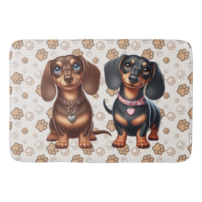 Alfombrilla De Baño Amigos de Cute Dachshund (Anverso)
