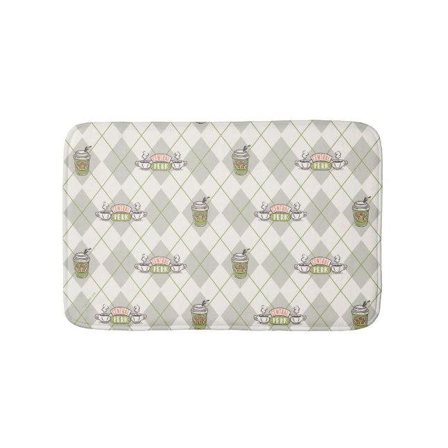 Alfombrilla De Baño AMIGOS™ | Patrón de argyle de Perk central (Anverso)